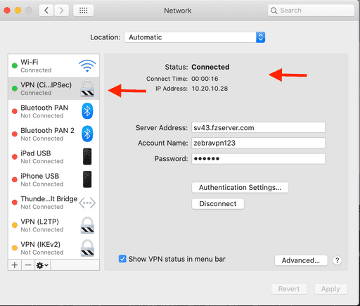 cisco ipsec macOs screens