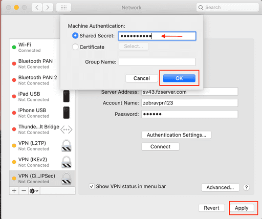 cisco ipsec MacOs screens guide