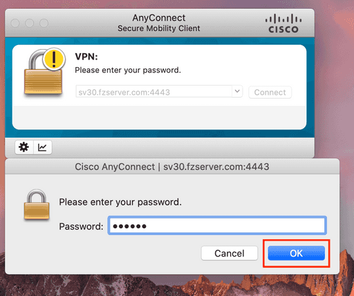 cisco anyconnect in MacOS screens