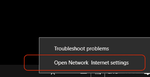 Open Network Internet settings