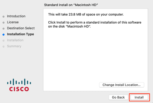 cisco anyconnect in MacOS screens