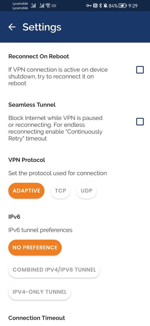 إعدادات اتصال OpenVPN android