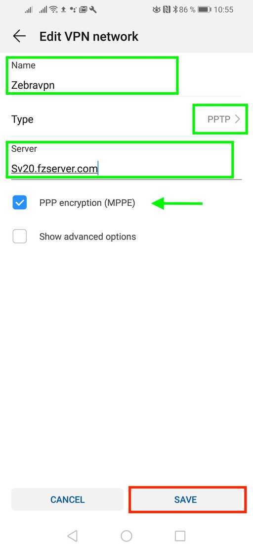 android setup pptp vpn step 5