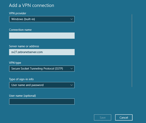 windown vpn connection setup